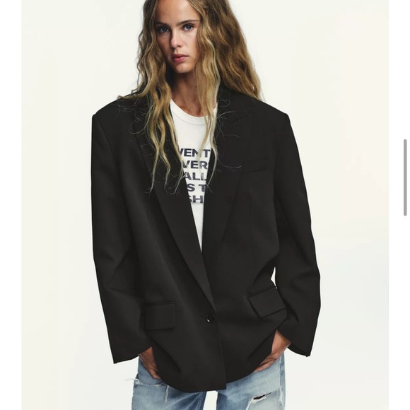 Zara NWT oversized basic blazer black 5427/735